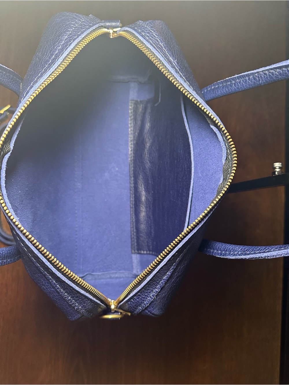 Portland Leather Sloan Doctor Bag “Oversized” Blue Pebbled Leather Satchel NWT - Picture 4 of 15